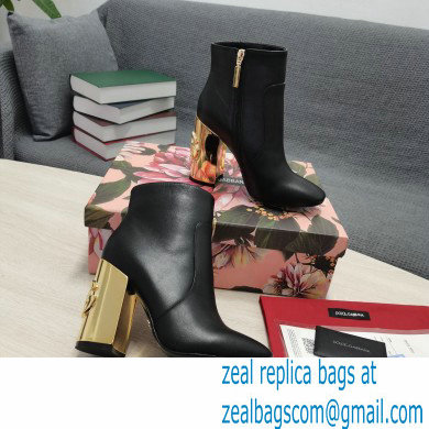 Dolce  &  Gabbana Heel 10.5cm Leather Ankle Boots Black with DG Karol Heel 2021